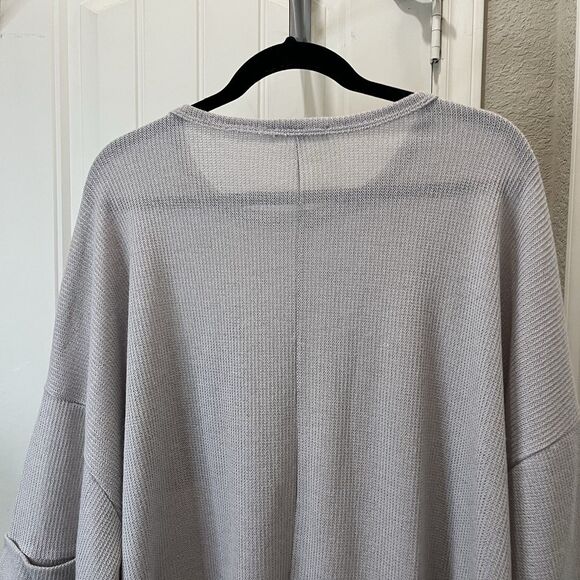 Talulah Gray Oversized Waffle Knit Boxy Crop Top Blouse Pocket Womens Size XL - Picture 8 of 10